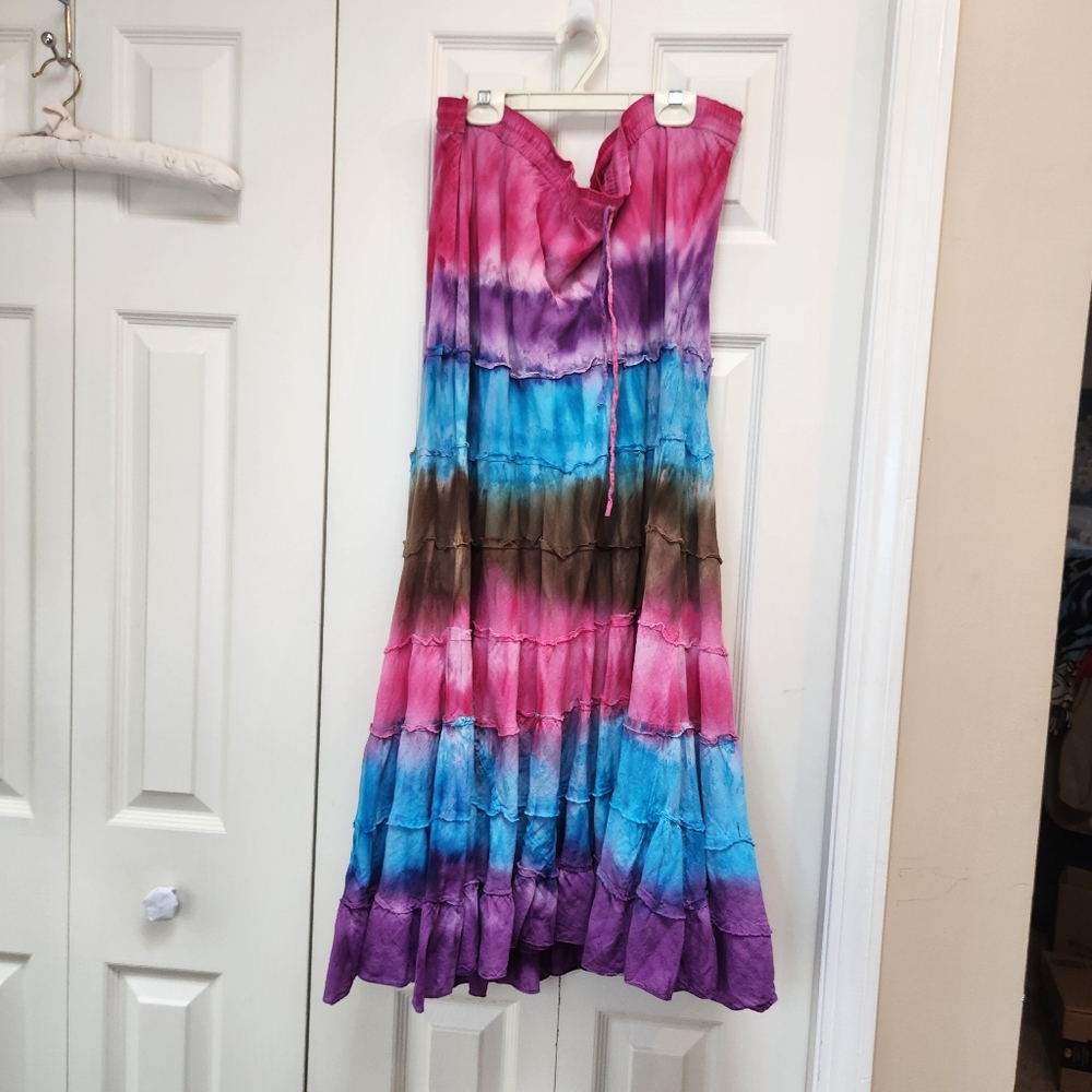 Multicolor Tie-Dye Maxi Skirt